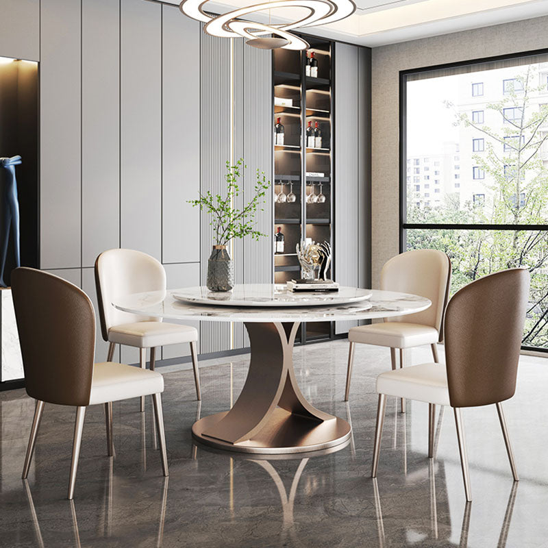 Glam Sintered Stone Dining Table Round Dinner Room Table for Dining Room