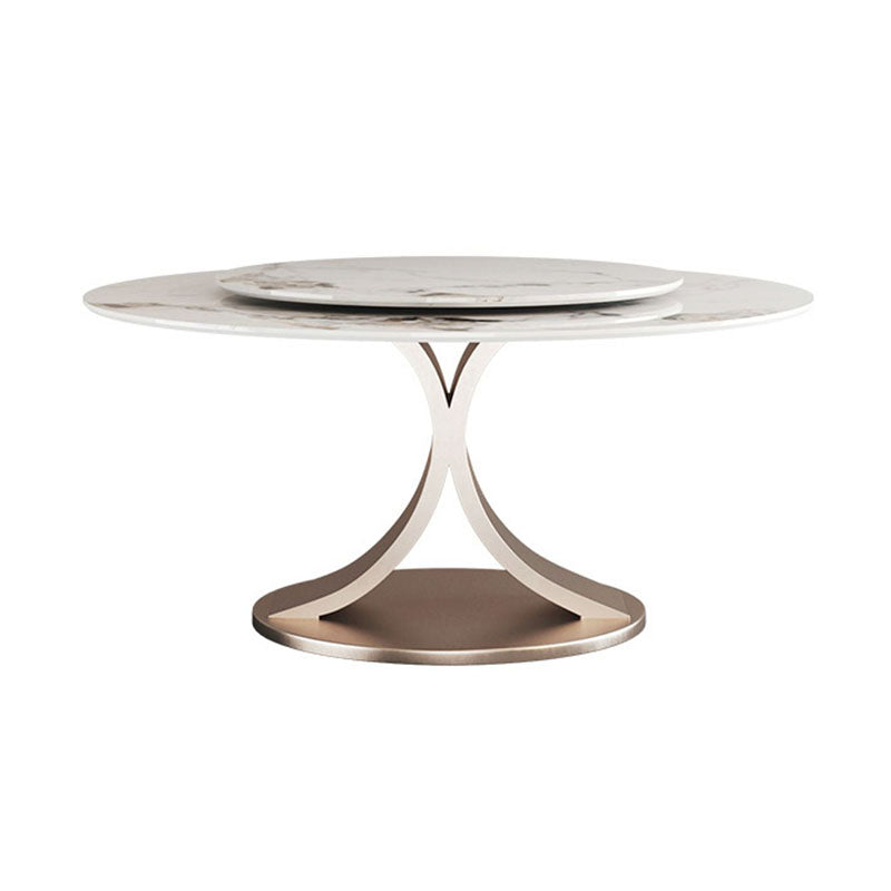 Glam Sintered Stone Dining Table Round Dinner Room Table for Dining Room