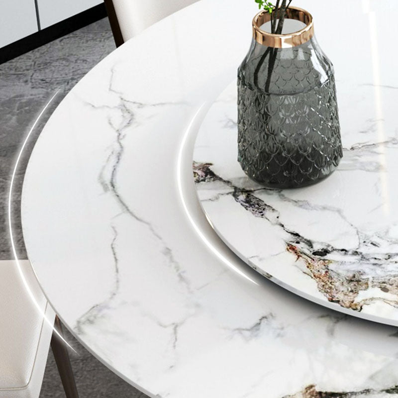 Glam Sintered Stone Dining Table Round Dinner Room Table for Dining Room