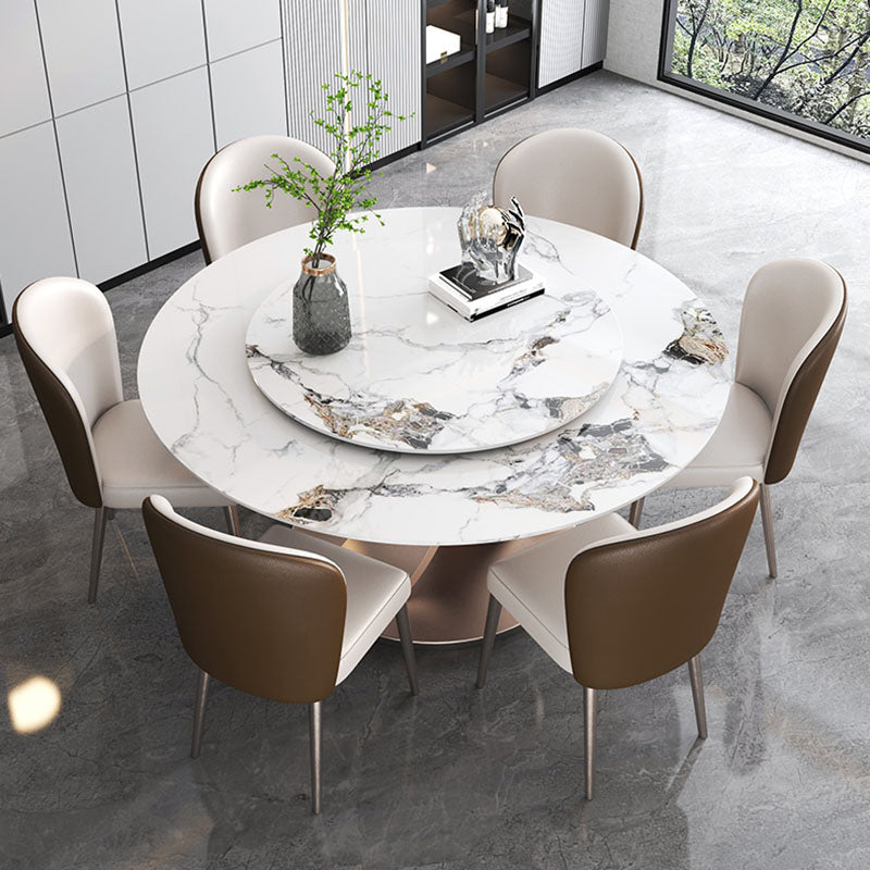 Glam Sintered Stone Dining Table Round Dinner Room Table for Dining Room