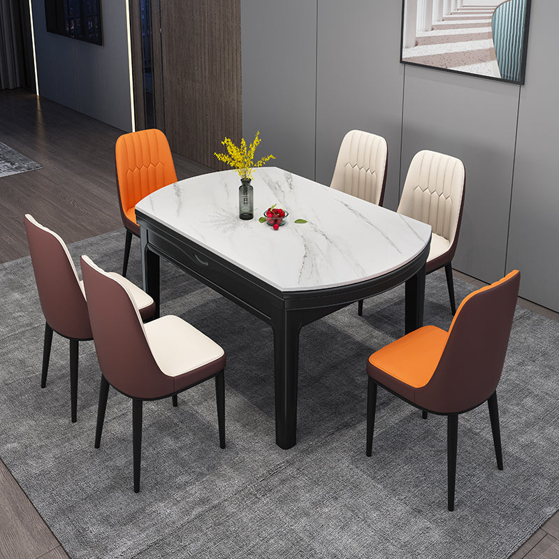 Modern Round Pedestal Dining Table Matte Finish Solid Wood Extendable Dining Table