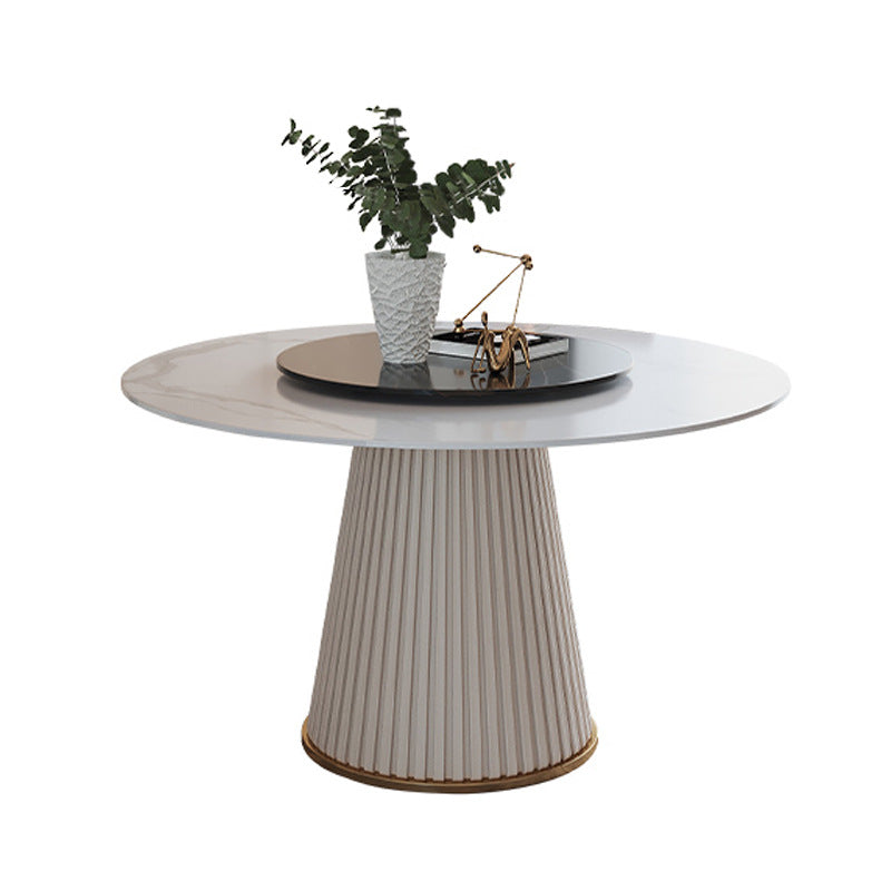 Glam Home Convertible Dining Table Sintered Stone Round Pedestal Table