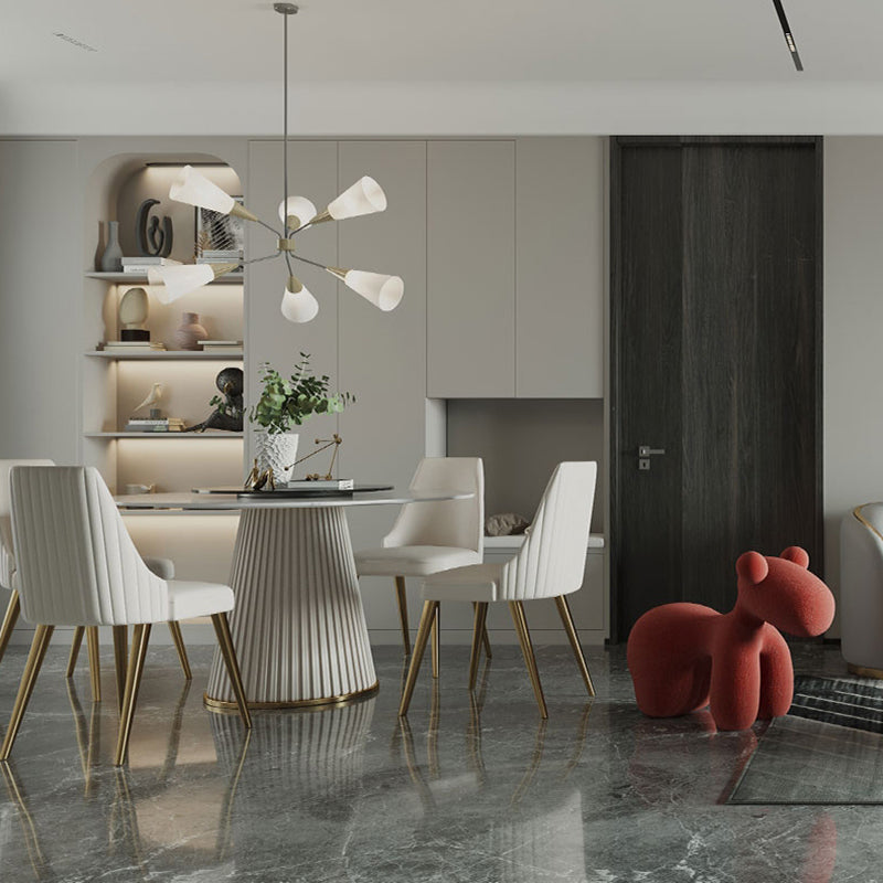 Glam Home Convertible Dining Table Sintered Stone Round Pedestal Table