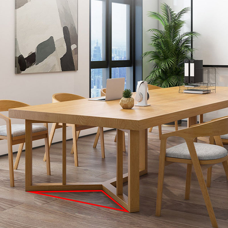 Rectangle Modern Solid Wood Standard Height Table Double Pedestal Dining Table