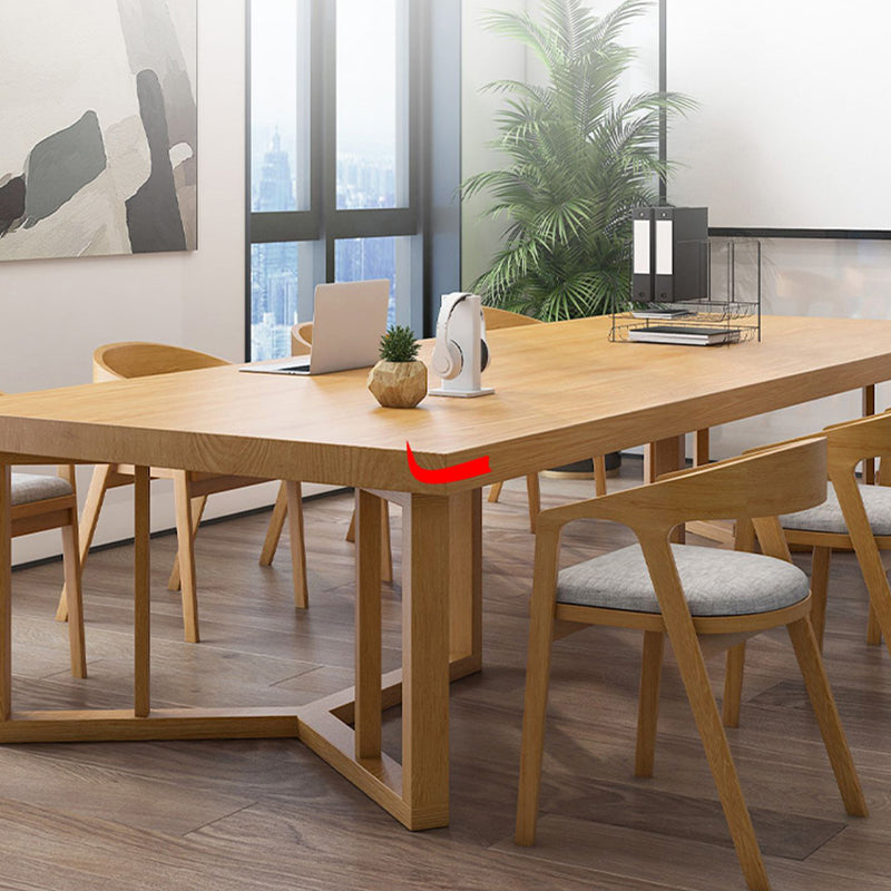 Rectangle Modern Solid Wood Standard Height Table Double Pedestal Dining Table