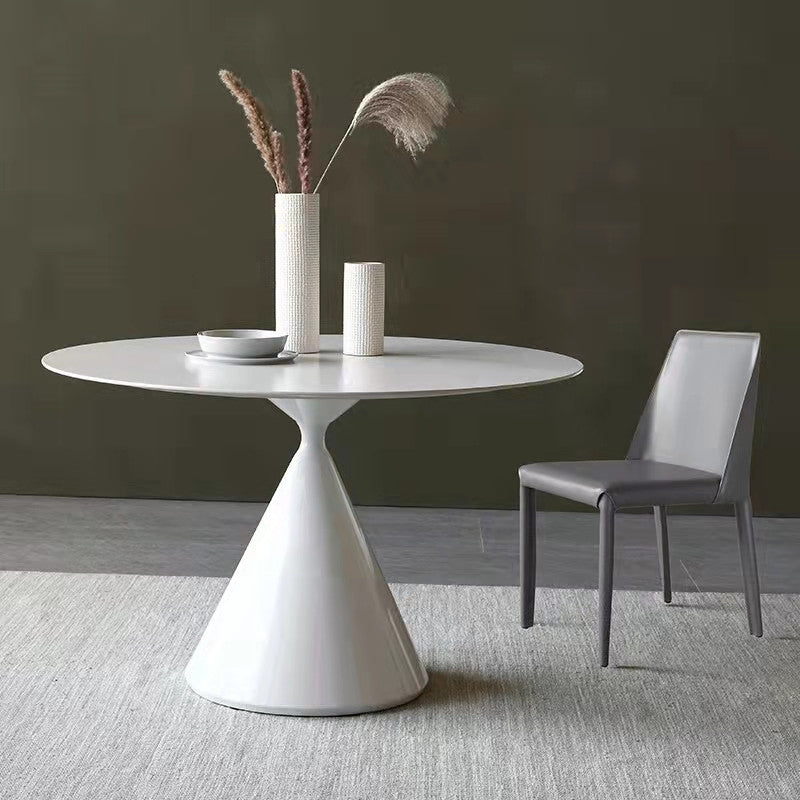 Metal Modern Style Round Dining Table Sintered Stone Top Table for Dining Room