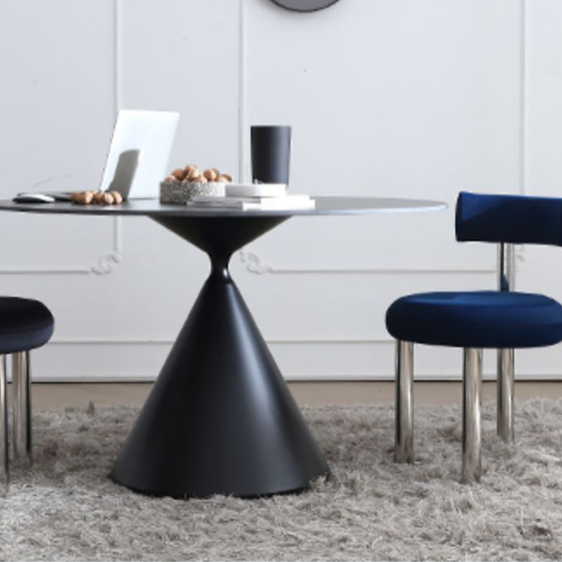 Metal Modern Style Round Dining Table Sintered Stone Top Table for Dining Room