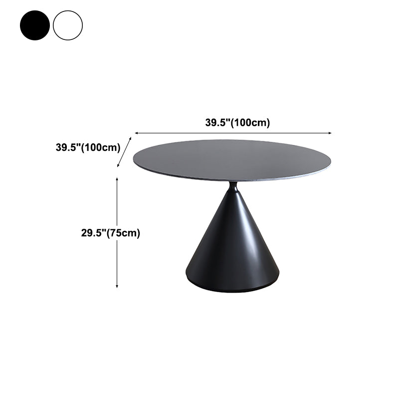 Metal Modern Style Round Dining Table Sintered Stone Top Table for Dining Room