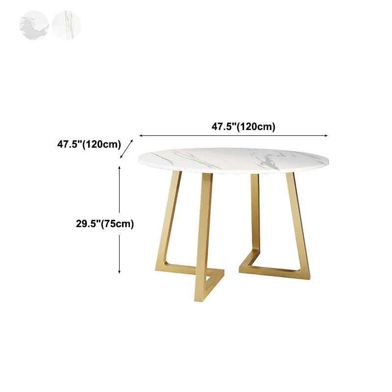 Stone Top Dining Table Contemporary Table with Sled Base in Gold
