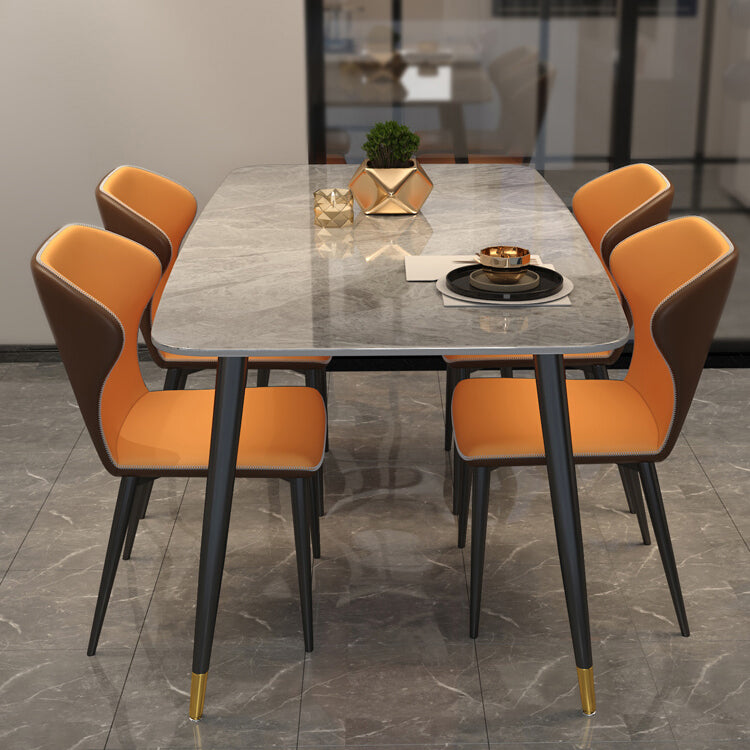 Industrial Grey Table for Restaurant Rectangle Dining Table with Metal 4 Legs