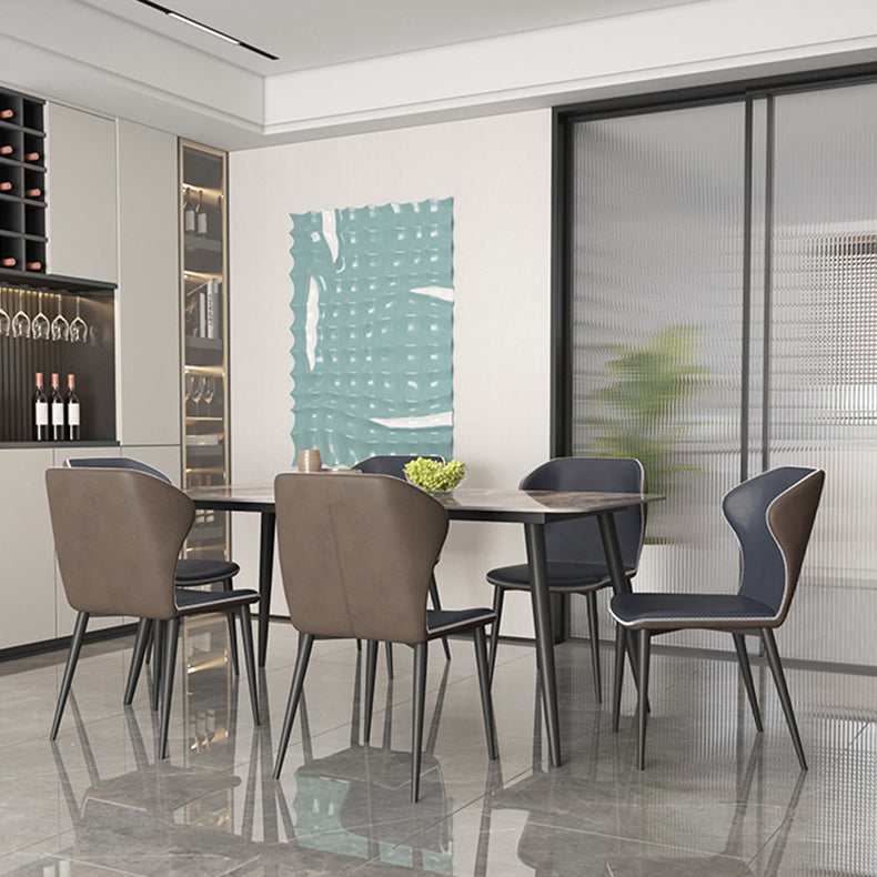 Industrial Grey Table for Restaurant Rectangle Dining Table with Metal 4 Legs