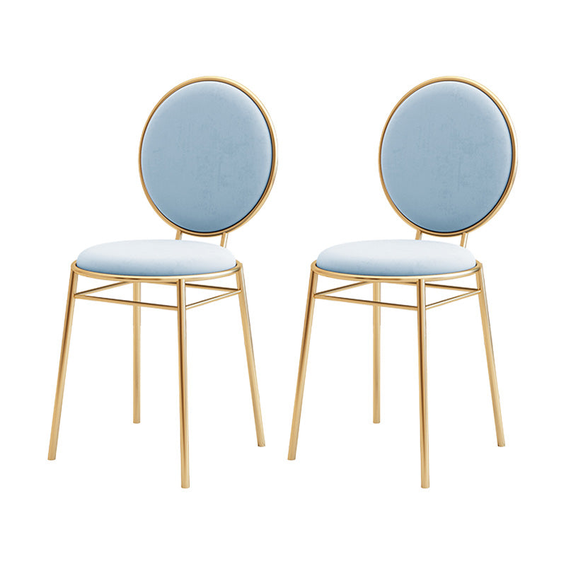 Glam Style Side Chair Upholstered King Louis Back Armless Dining Chair