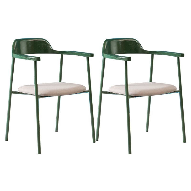 Modern Style Metal Arm Chair Open Back Indoor Dining Chair (Set of 2)