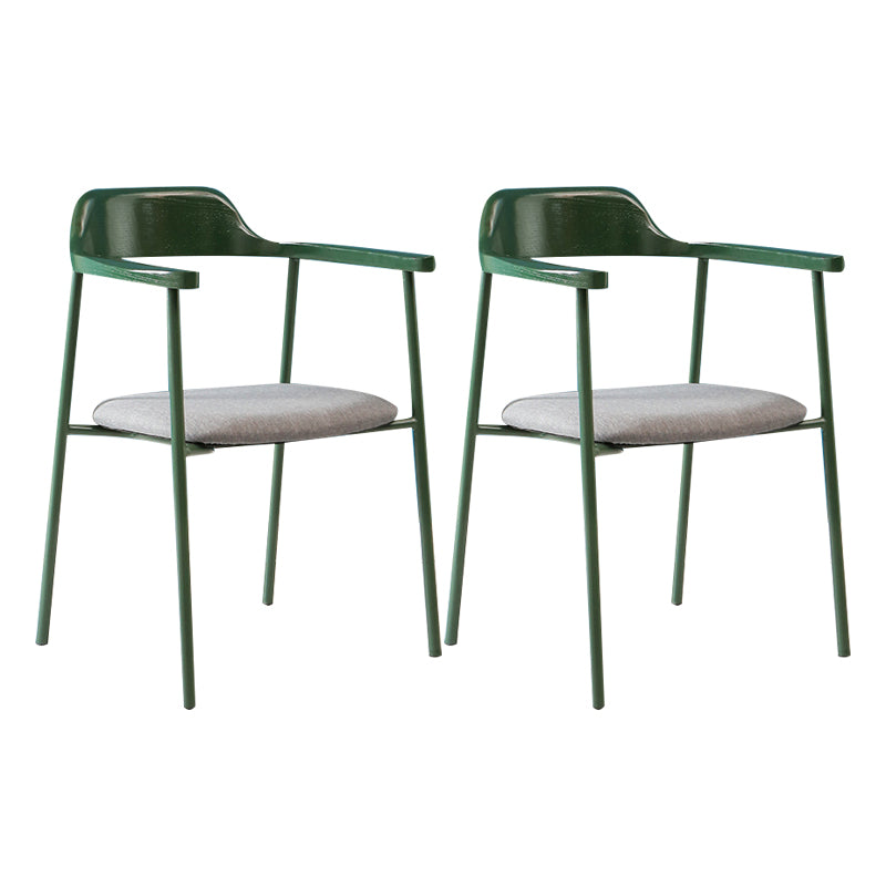 Modern Style Metal Arm Chair Open Back Indoor Dining Chair (Set of 2)