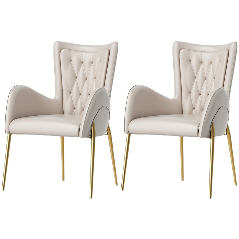 Glam Style Arm Chair Parsons Indoor Dining Chair with Metal Base