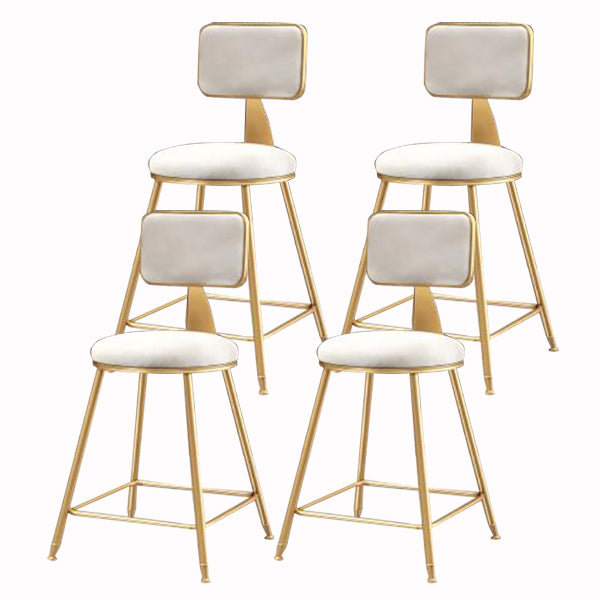 Glam Armless Backrest Counter Stool Iron Cashier Bar Stool with Flannel Cushion and Pedal