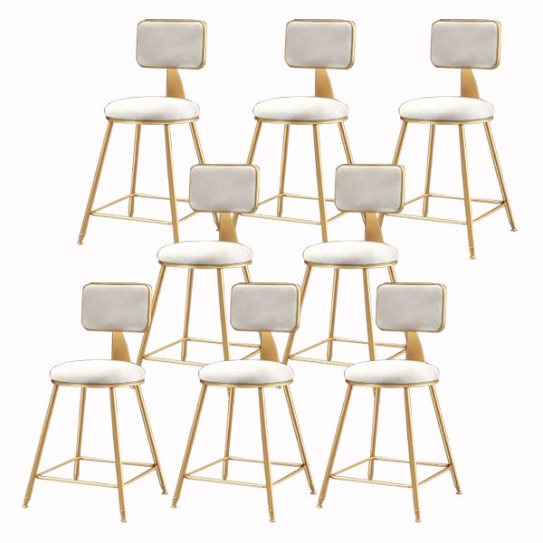 Glam Armless Backrest Counter Stool Iron Cashier Bar Stool with Flannel Cushion and Pedal