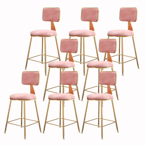 Glam Armless Backrest Counter Stool Iron Cashier Bar Stool with Flannel Cushion and Pedal