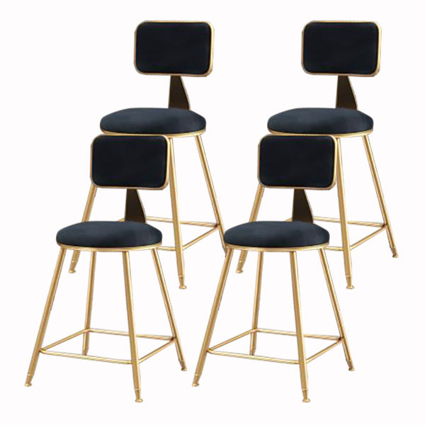 Glam Armless Backrest Counter Stool Iron Cashier Bar Stool with Flannel Cushion and Pedal