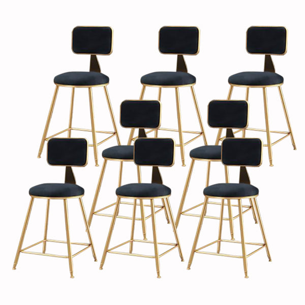 Glam Armless Backrest Counter Stool Iron Cashier Bar Stool with Flannel Cushion and Pedal