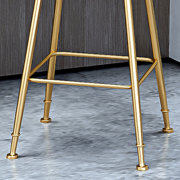 Glam Armless Backrest Counter Stool Iron Cashier Bar Stool with Flannel Cushion and Pedal