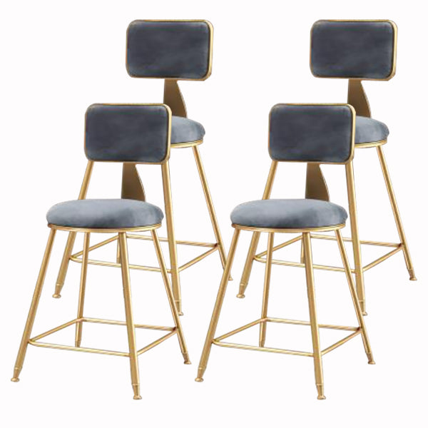 Glam Armless Backrest Counter Stool Iron Cashier Bar Stool with Flannel Cushion and Pedal