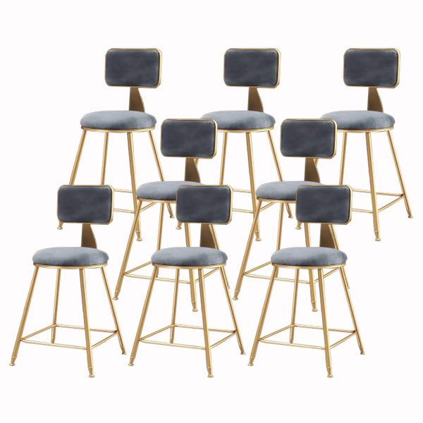 Glam Armless Backrest Counter Stool Iron Cashier Bar Stool with Flannel Cushion and Pedal