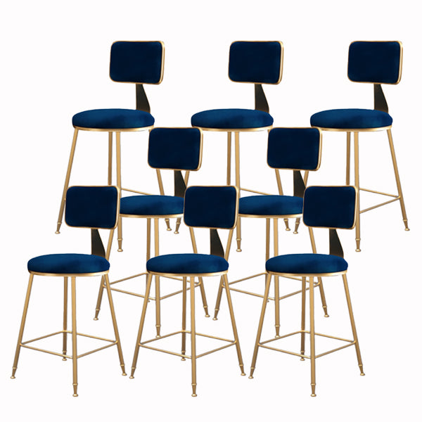 Glam Armless Backrest Counter Stool Iron Cashier Bar Stool with Flannel Cushion and Pedal