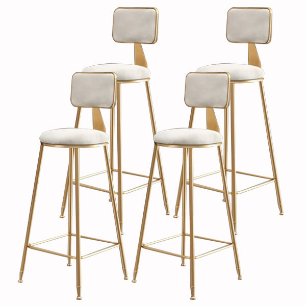 Glam Armless Backrest Counter Stool Iron Cashier Bar Stool with Flannel Cushion and Pedal