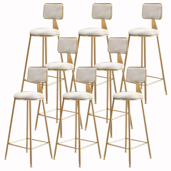 Glam Armless Backrest Counter Stool Iron Cashier Bar Stool with Flannel Cushion and Pedal