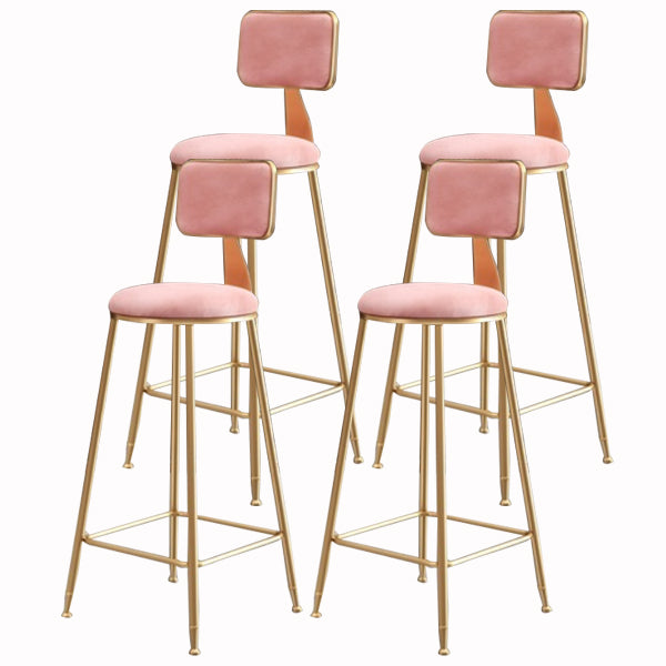 Glam Armless Backrest Counter Stool Iron Cashier Bar Stool with Flannel Cushion and Pedal