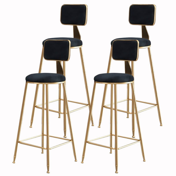 Glam Armless Backrest Counter Stool Iron Cashier Bar Stool with Flannel Cushion and Pedal