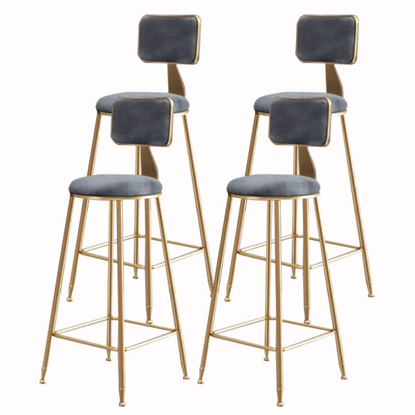 Glam Armless Backrest Counter Stool Iron Cashier Bar Stool with Flannel Cushion and Pedal