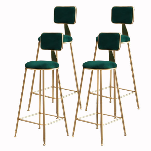 Glam Armless Backrest Counter Stool Iron Cashier Bar Stool with Flannel Cushion and Pedal