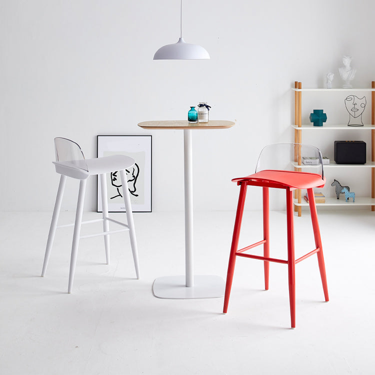 Coffee Shop Footrest Scandinavian Stool Matte Finish Plastic Barstool