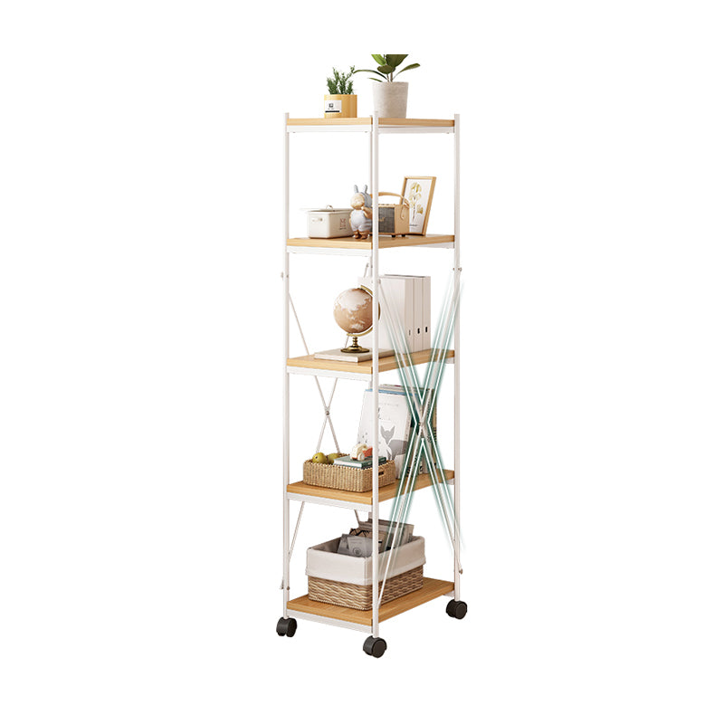 Scandinavian Style Etagere Bookcase Metal Open Back Bookshelf with Wheels
