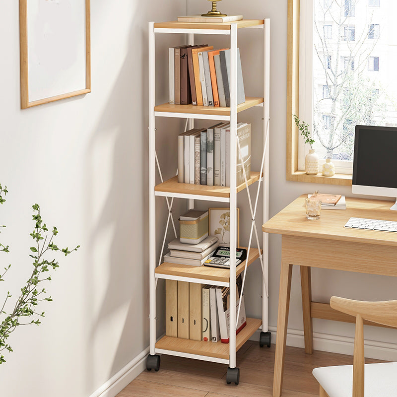 Scandinavian Style Etagere Bookcase Metal Open Back Bookshelf with Wheels