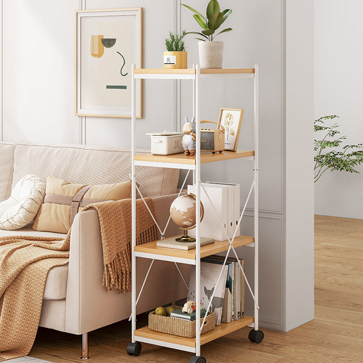 Scandinavian Style Etagere Bookcase Metal Open Back Bookshelf with Wheels