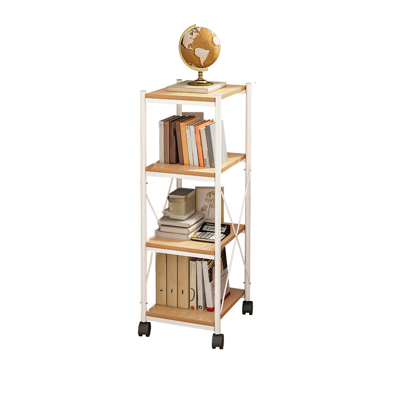 Scandinavian Style Etagere Bookcase Metal Open Back Bookshelf with Wheels