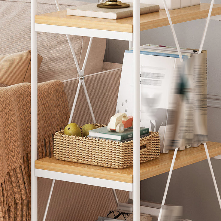 Scandinavian Style Etagere Bookcase Metal Open Back Bookshelf with Wheels