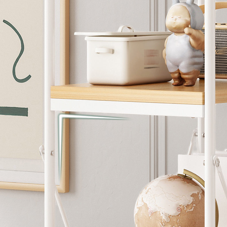 Scandinavian Style Etagere Bookcase Metal Open Back Bookshelf with Wheels