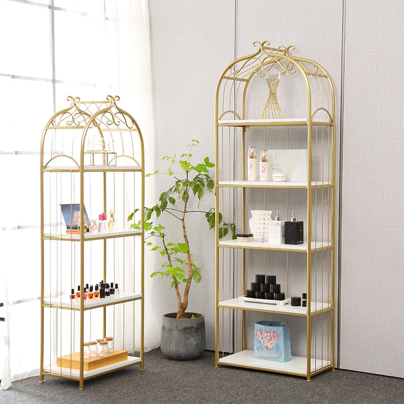 Glam Style Gold Bookshelf Metal Open Shelf Bookcase for Home