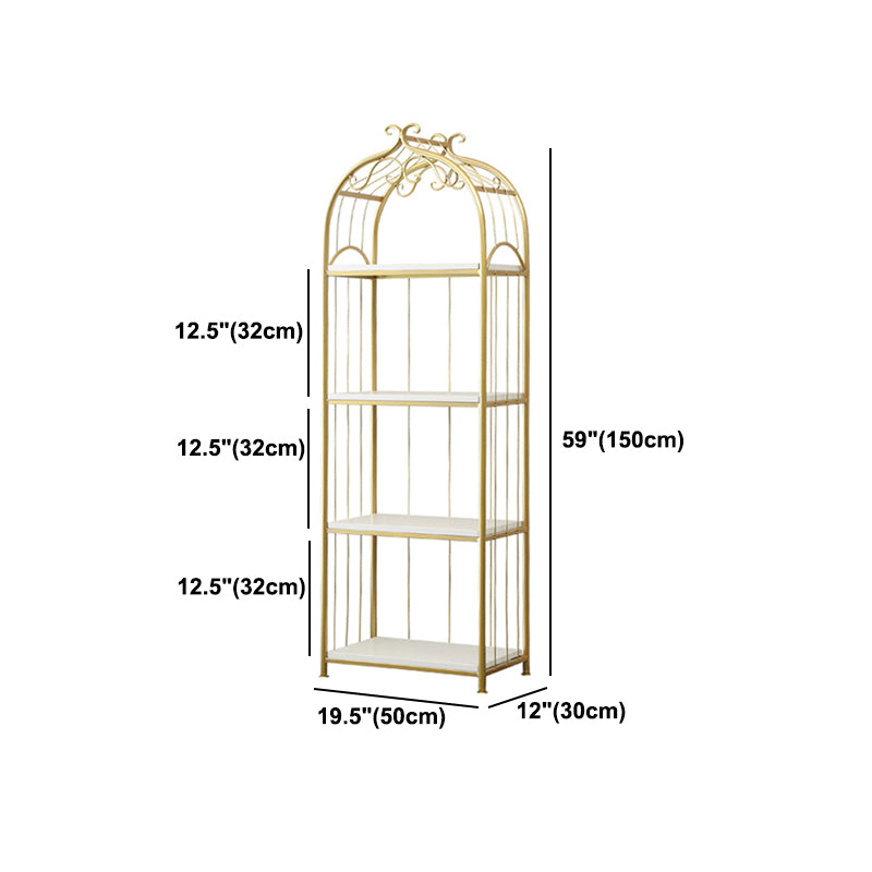 Glam Style Gold Bookshelf Metal Open Shelf Bookcase for Home