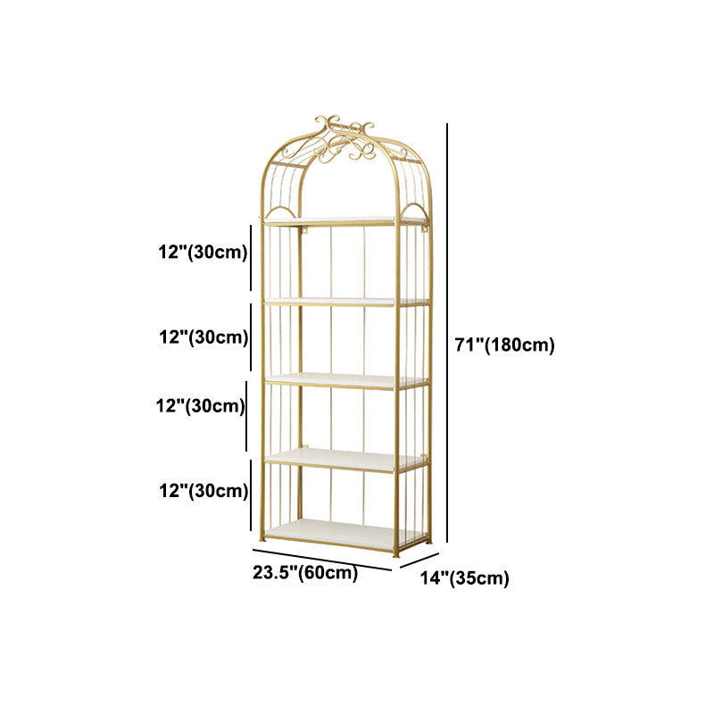 Glam Style Gold Bookshelf Metal Open Shelf Bookcase for Home