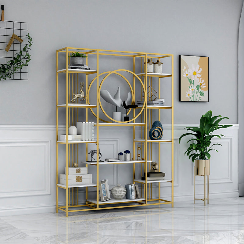 Glam Style Metal Bookshelf Etagere Open Shelf Bookcase for Home