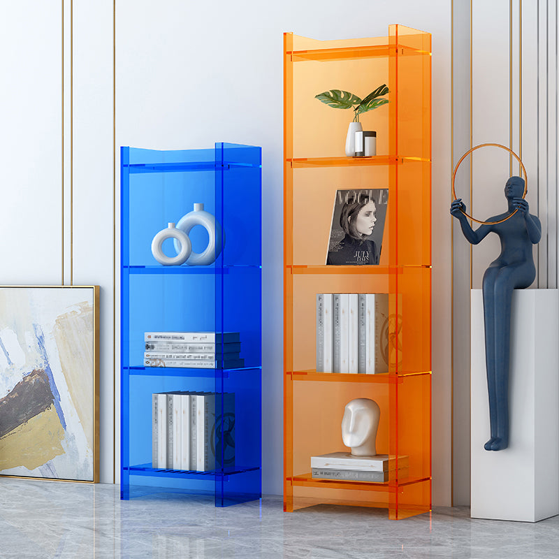 Acrylic Closed Back Standard Bookshelf Glam Vertical Bookshelf