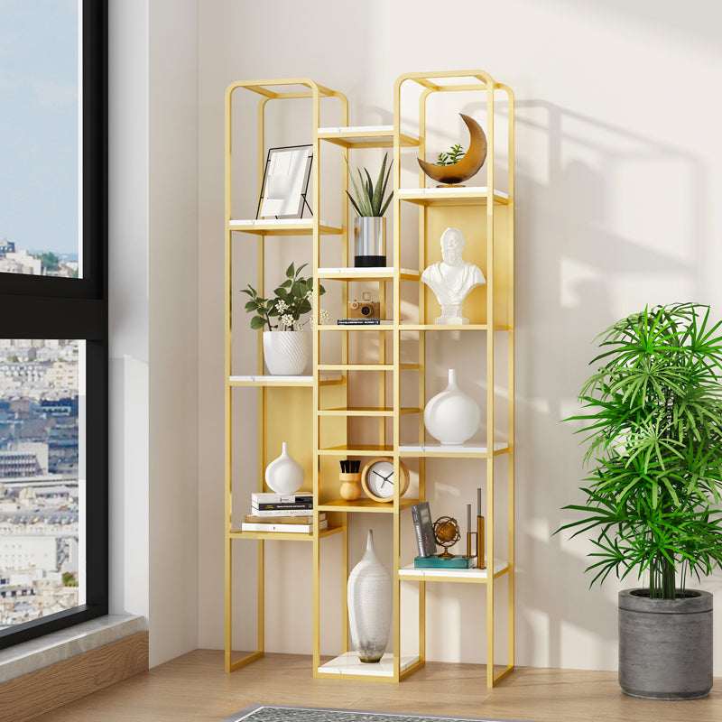 Glam Style Metal Bookshelf Open Etagere Shelf Bookcase for Home Office