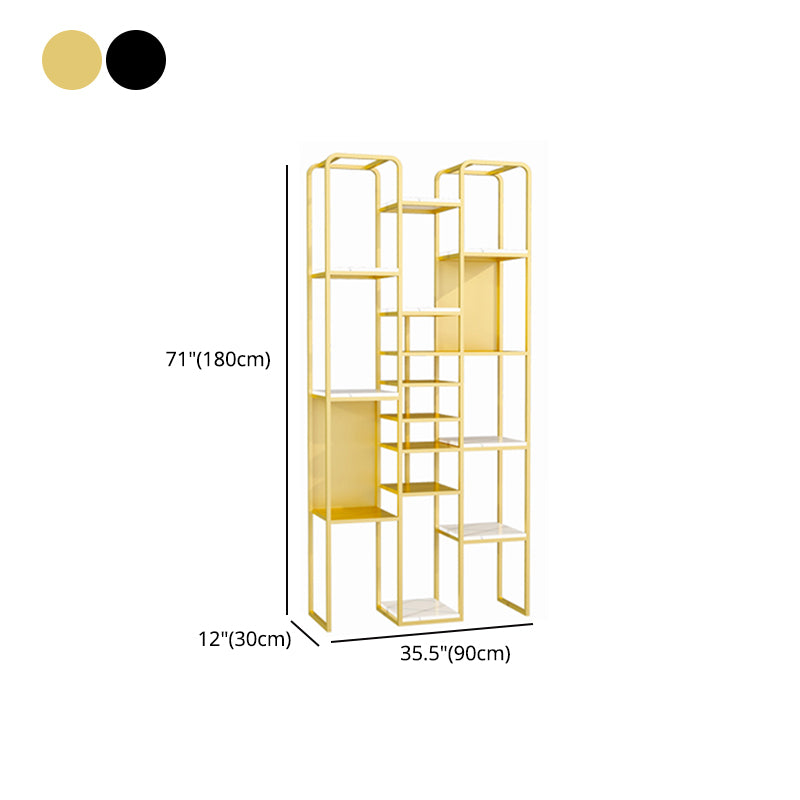 Glam Style Metal Bookshelf Open Etagere Shelf Bookcase for Home Office