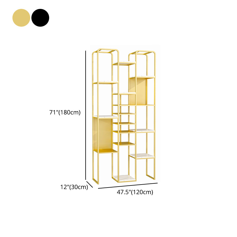 Glam Style Metal Bookshelf Open Etagere Shelf Bookcase for Home Office