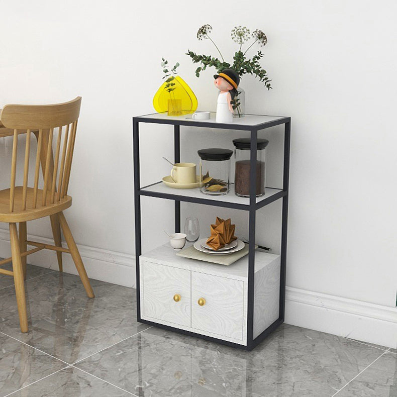 Glam Style Open Bookshelf Etagere Shelf Bookcase with Cabinet for Home